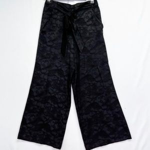 Aritzia Wilford Black Culottes with Paisley Print
